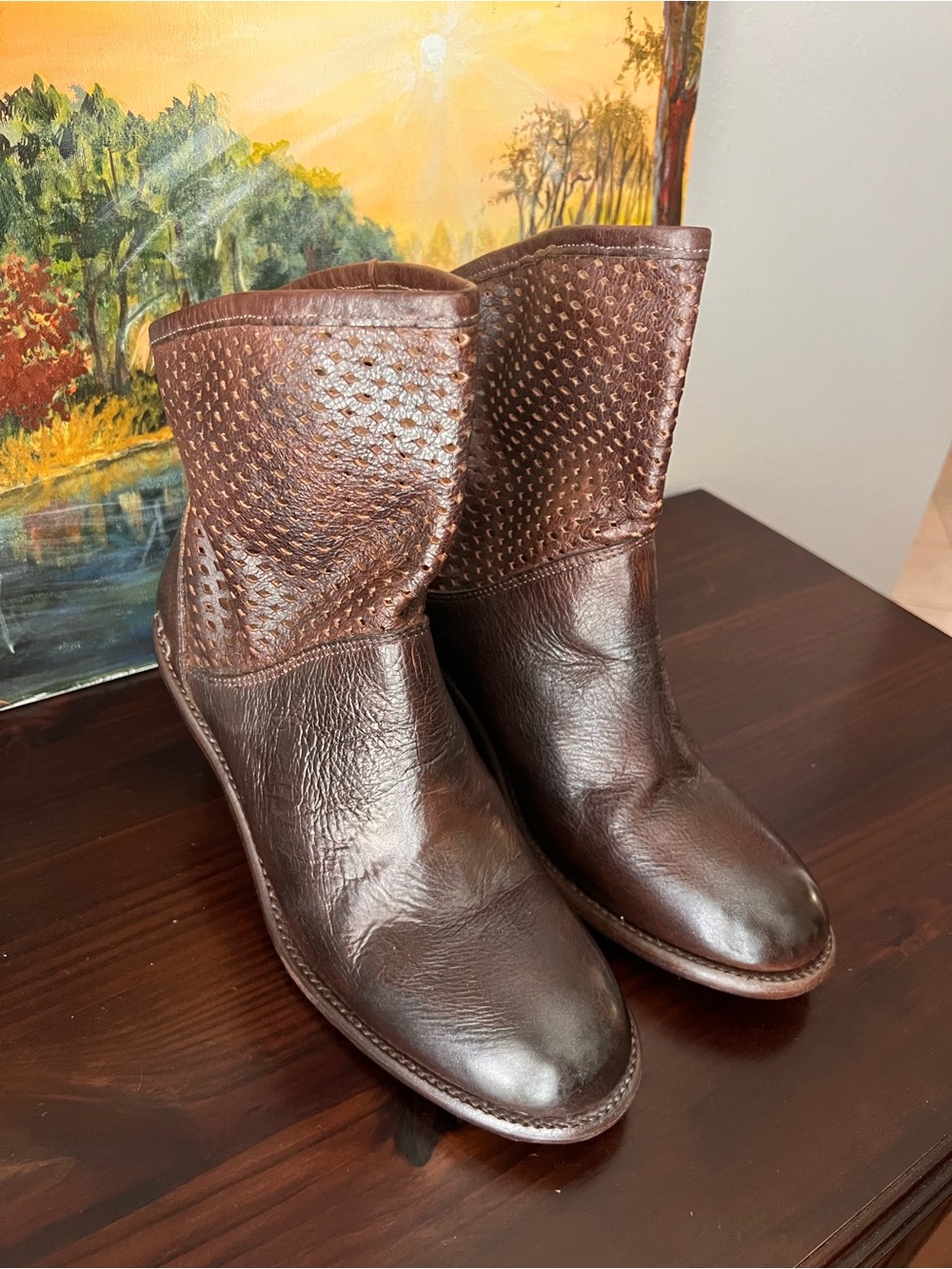 Bed Stu perforated duchess Leather Ankle Boots - Classic boho style - Picture 2 of 8